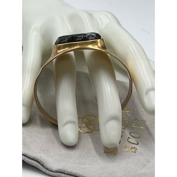 KENDRA SCOTT Anna Antique Gold Plated Black Pyrite Stone Cuff Bangle Bracelet - Picture 13 of 13